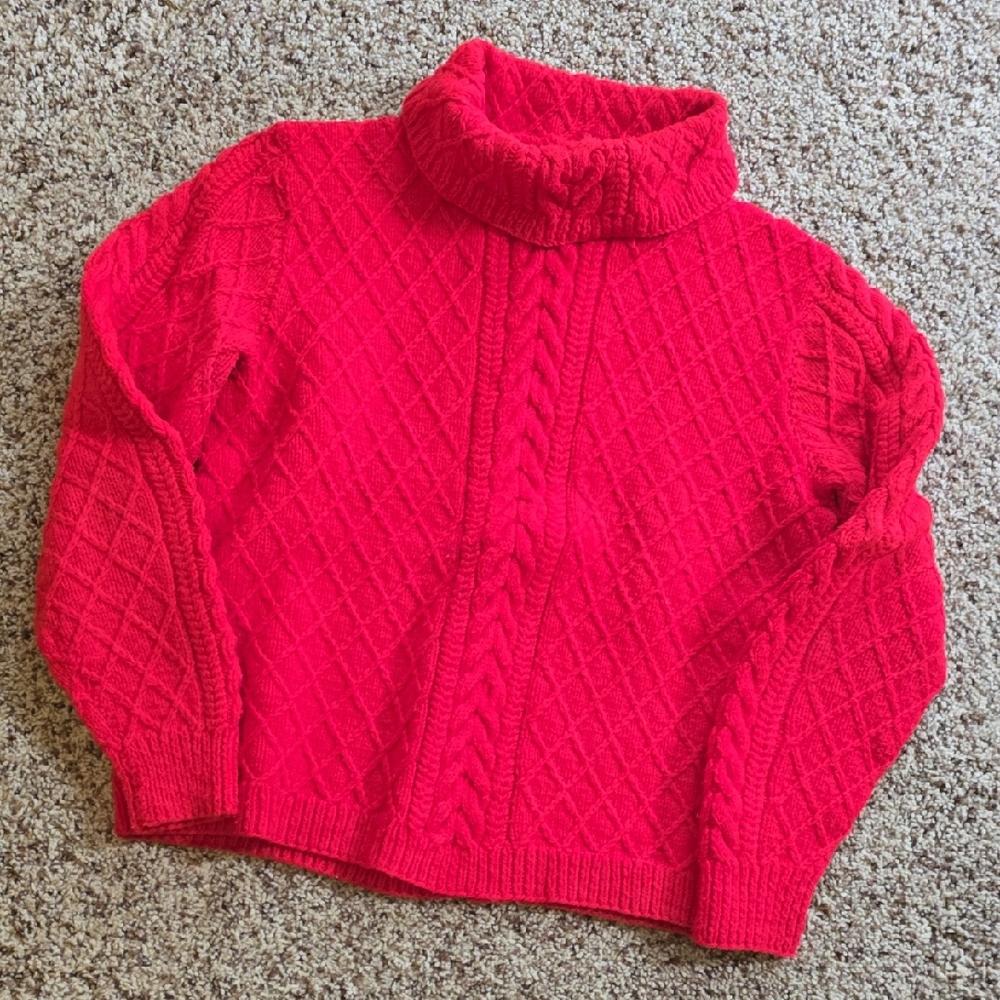 Cozy Red Cable Knit Turtleneck Sweater